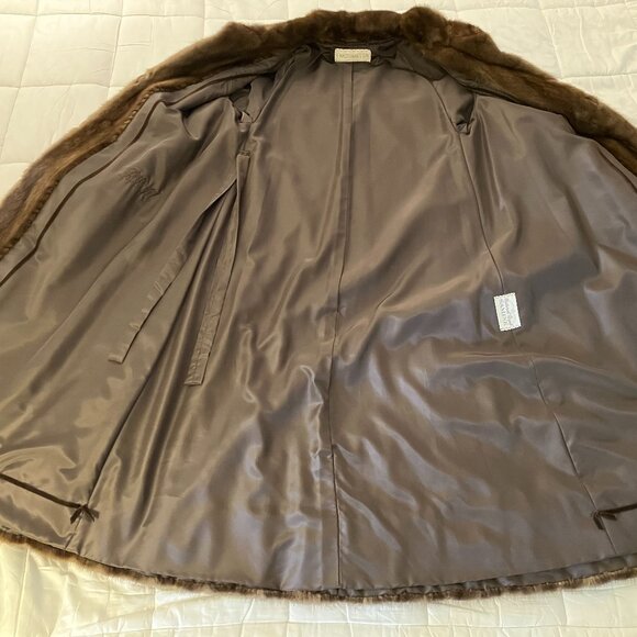 Vintage Royal Samink Real Fur Full-length Brown Coat, Wasserman & Son - Picture 4 of 10